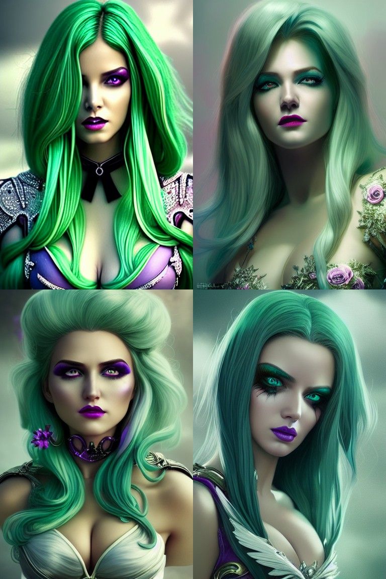 Sinister Goddess with Purple Eyes, Hyper-Realistic Pin-Up