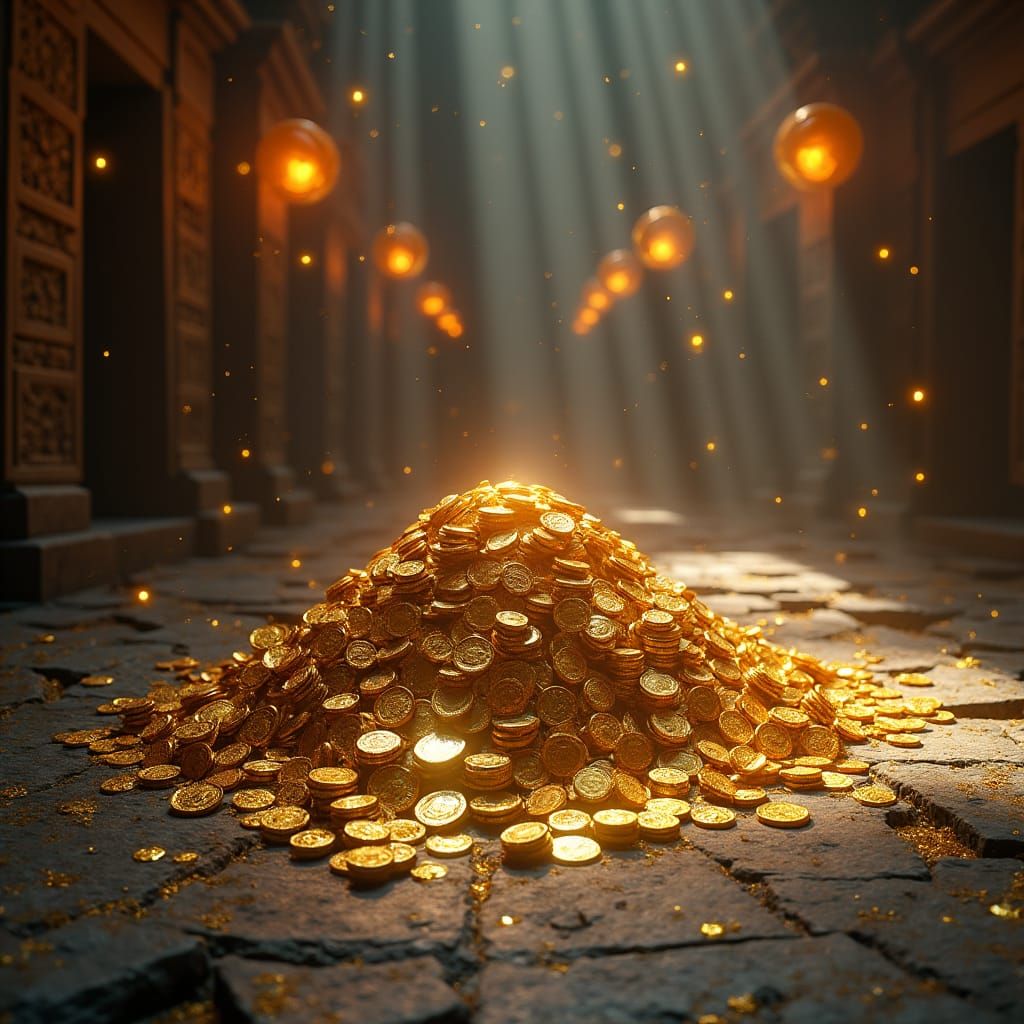 Golden Coins Spill in Mystical Temple