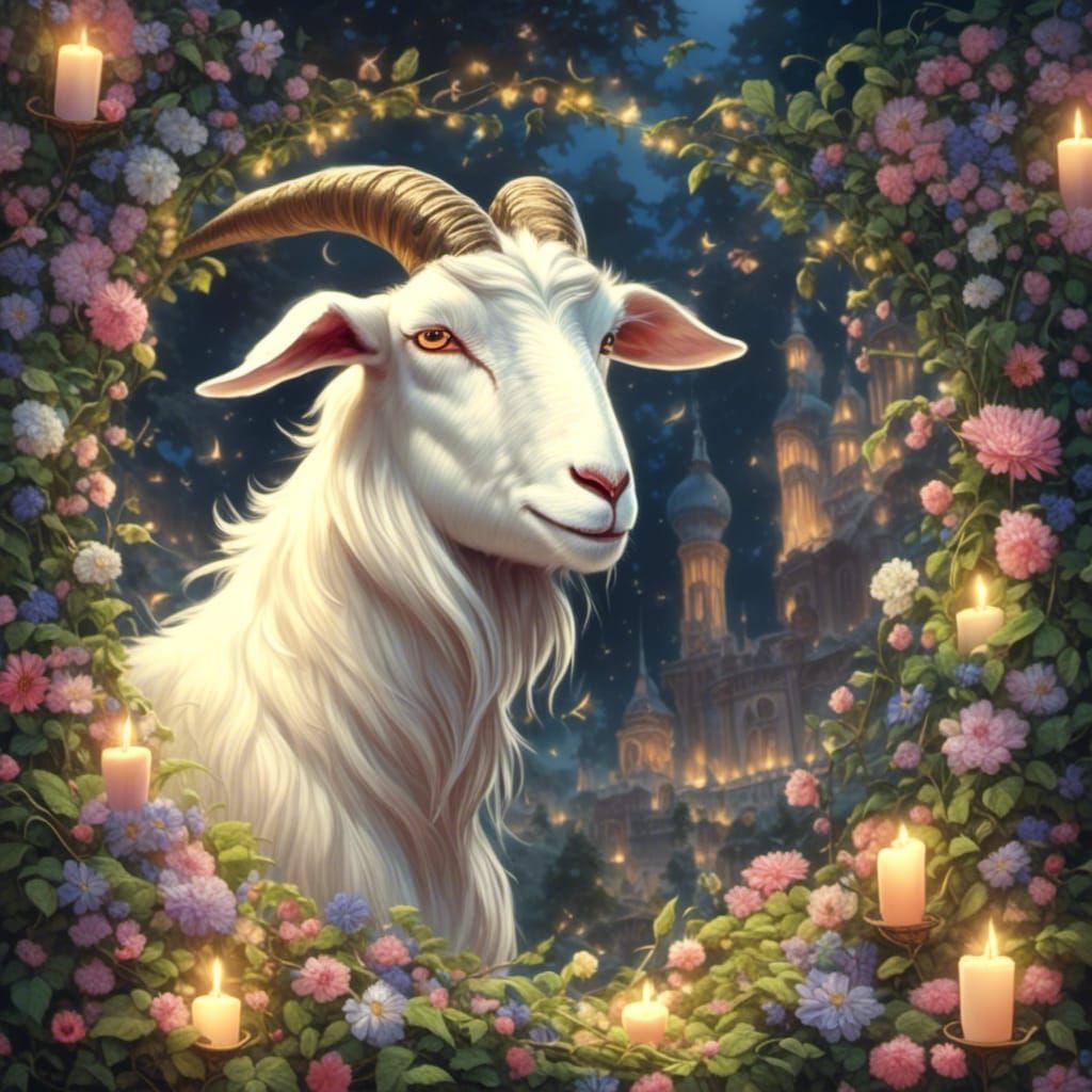 Illuminated Goat Portrait in Radiant Light