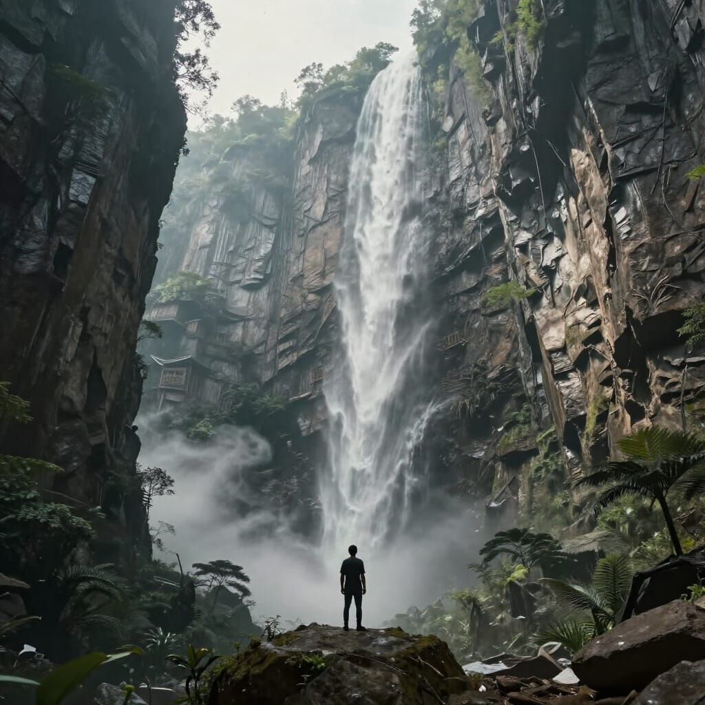 Tiny Human Amidst Breathtaking Epic Landscape