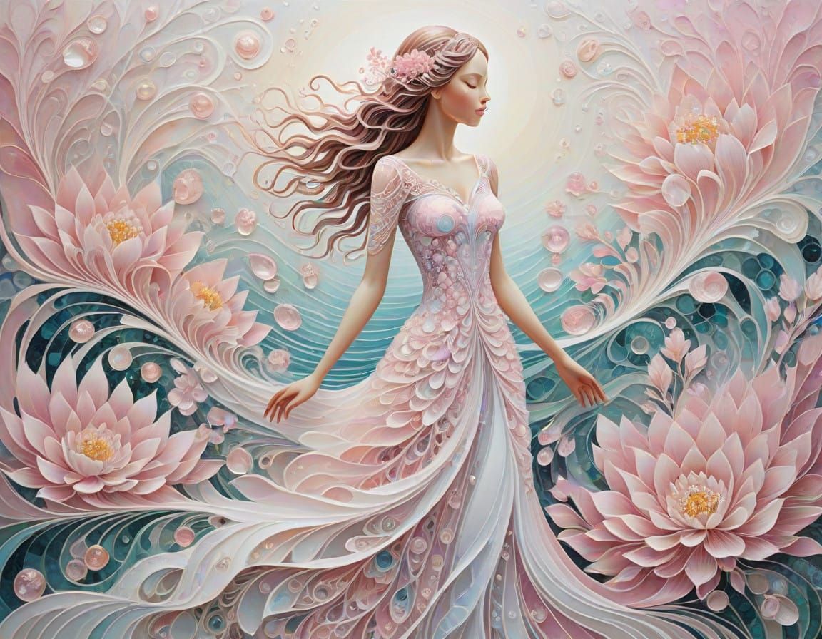 Surreal Crystal Goddess in Impasto Painting Style