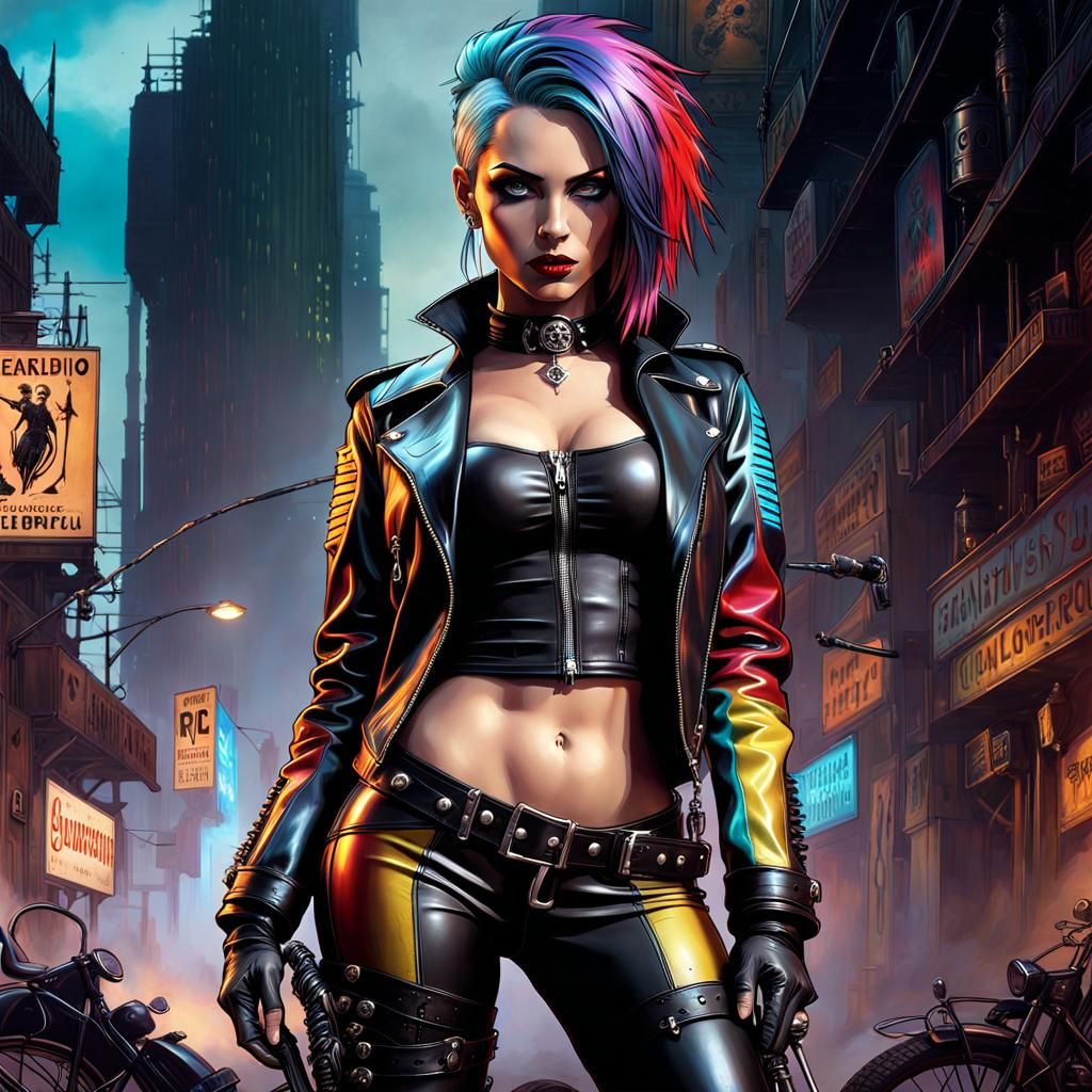 Cyberpunk Gothic Female Portrait in Post-Apocalyptic Style