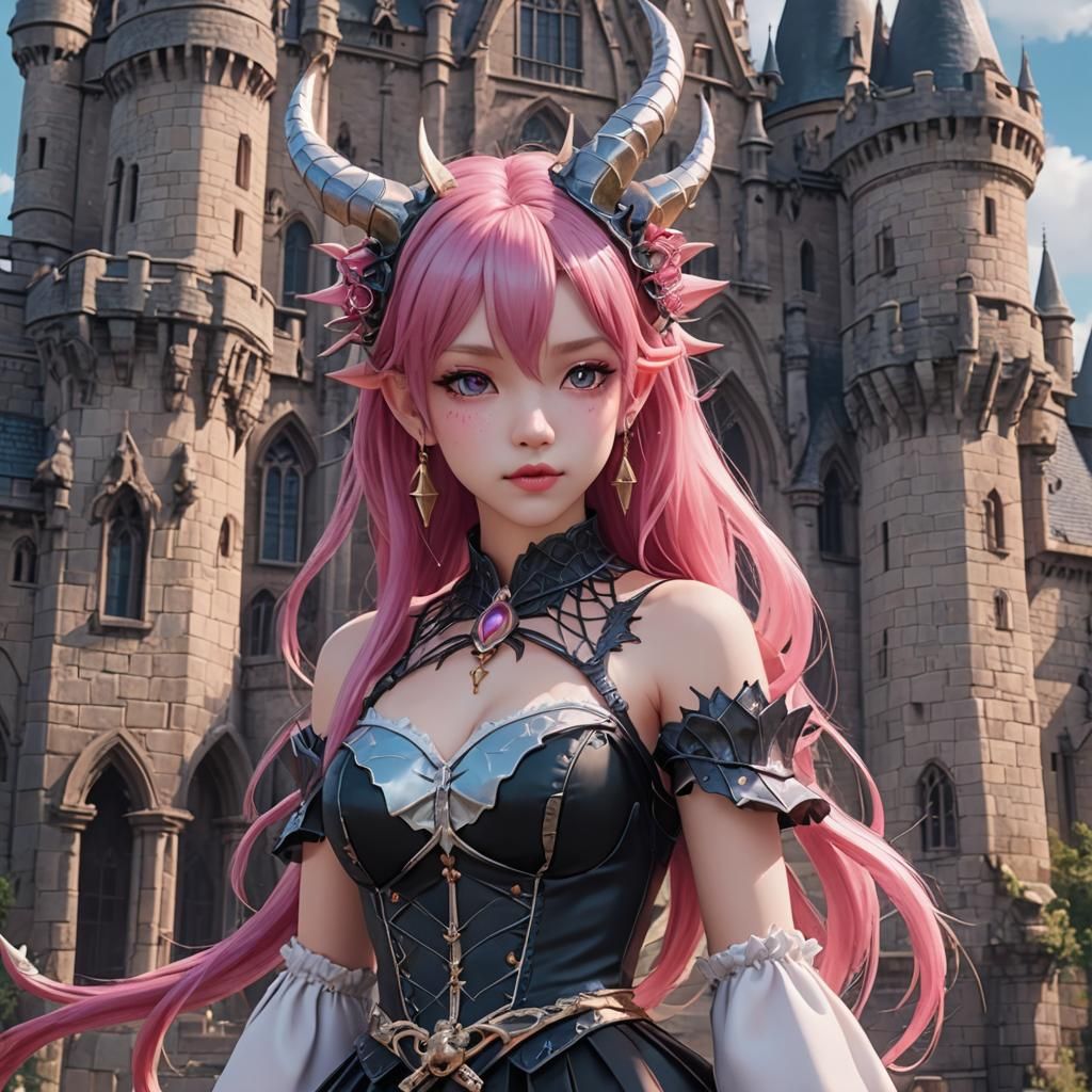 Gothic Dragonmaid in 3D Anime Style