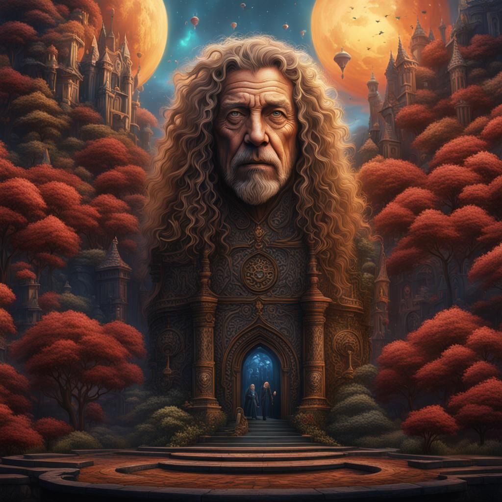 Detailed Matte Painting of Robert Plant in Deep Color