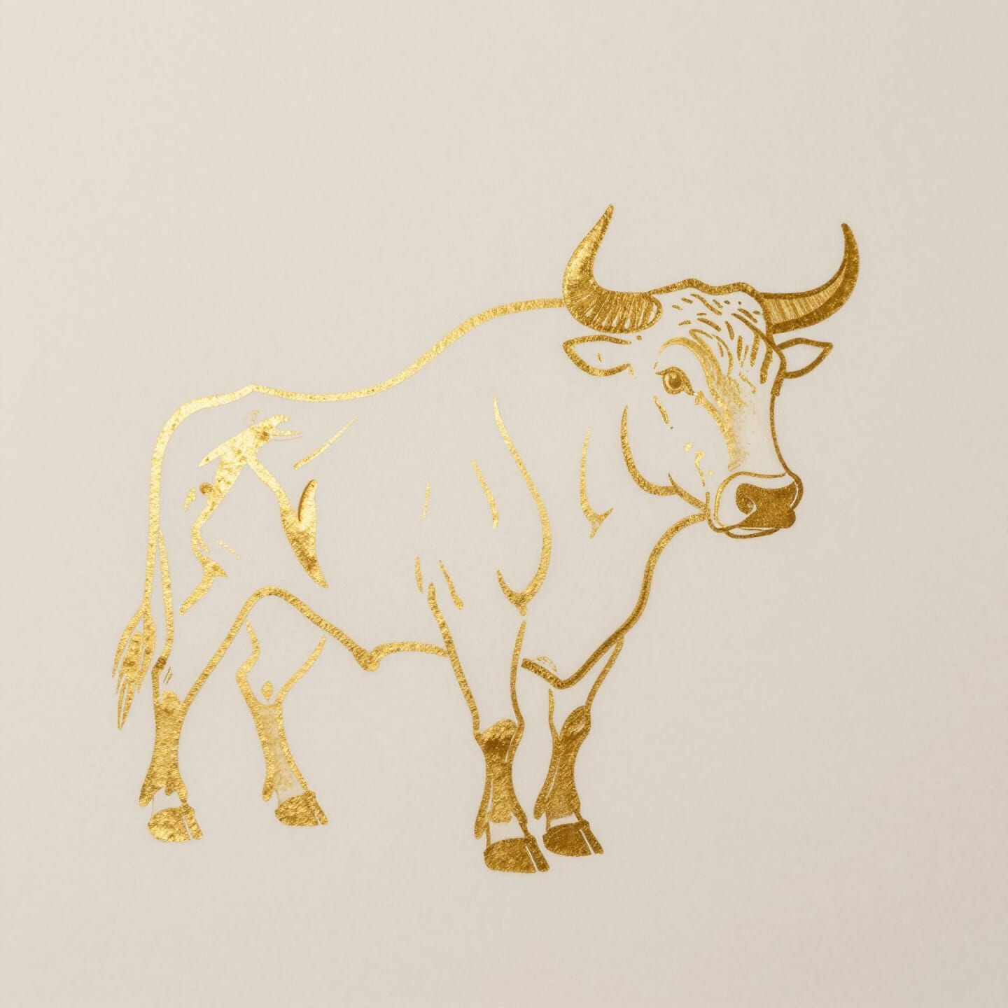 Elegant Golden Bull Line Drawing in Minimalist Style