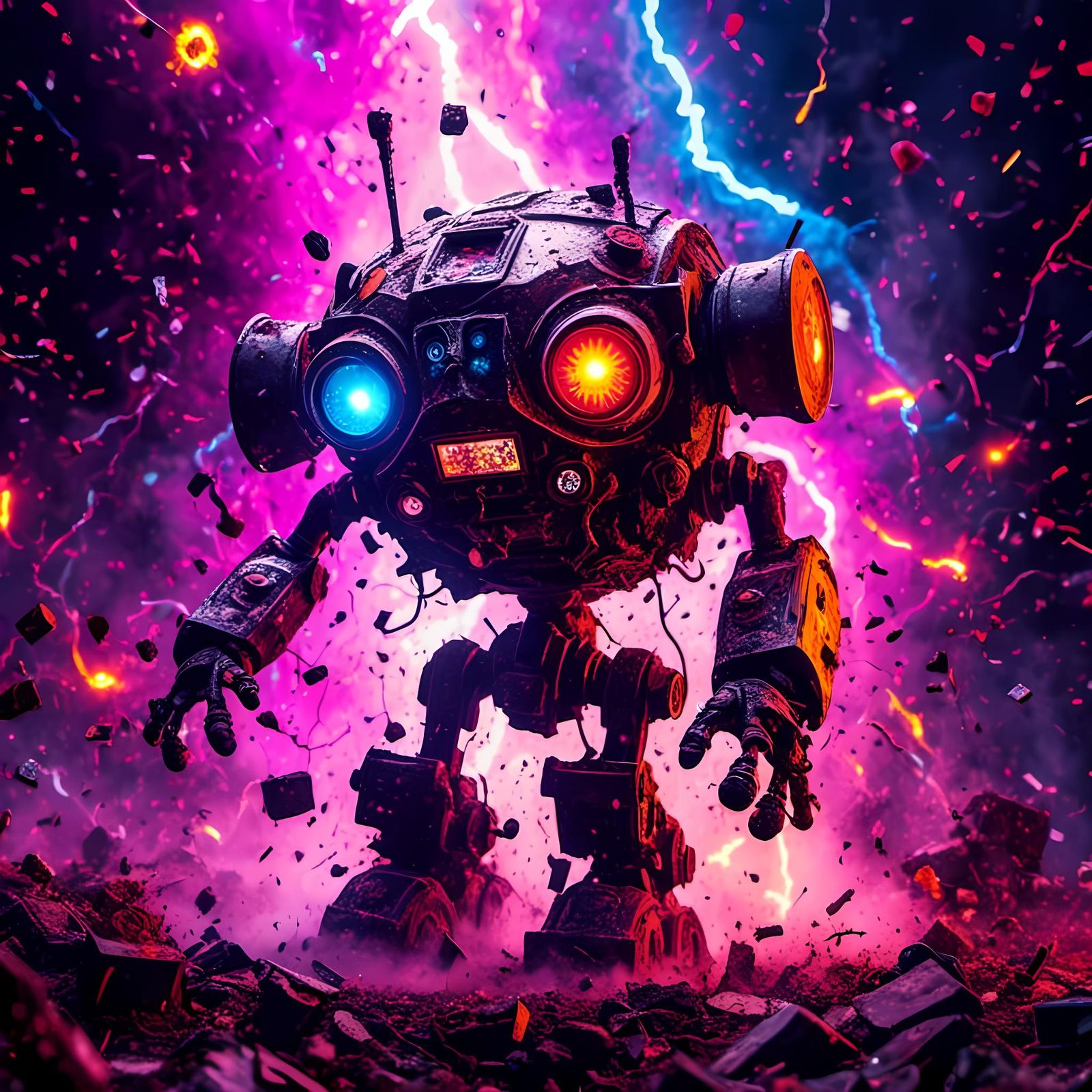 Furious Robot Toddler Charges Forward in Hyper-Maximalist St...