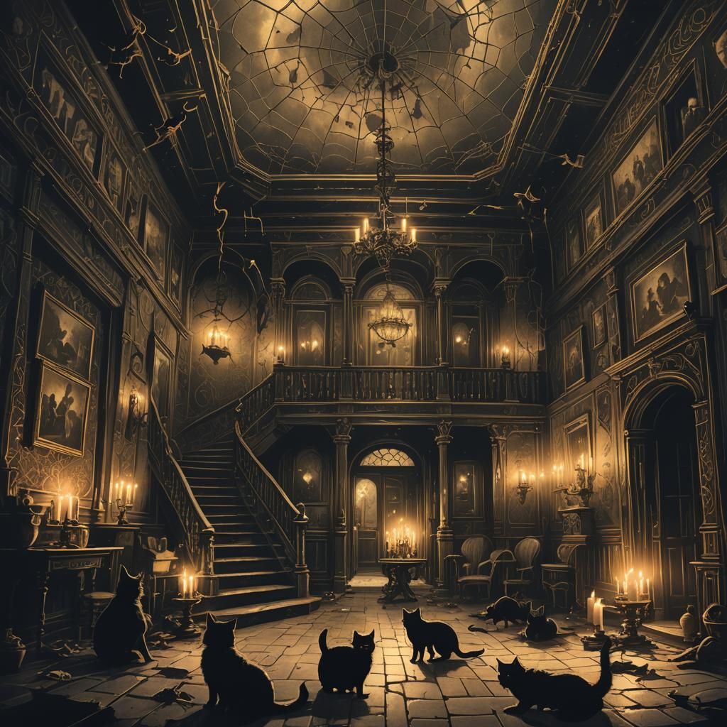 Eerie Victorian Haunted House in High-Fantasy Style