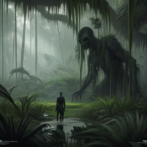 Creepy Shadow in Haunted Jungle Swampland