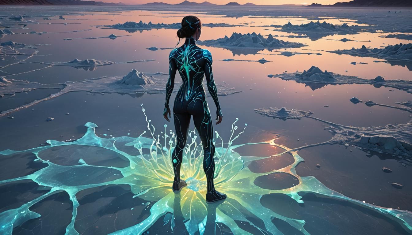 Vibrant Concept Art of Alien Species on Salt Flat