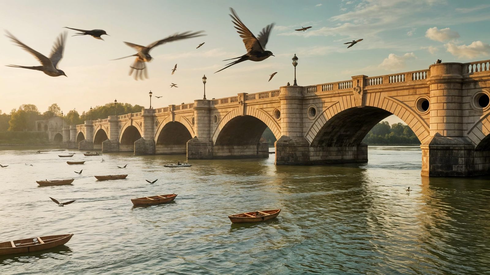 Ancient Roman Bridge in Golden Light