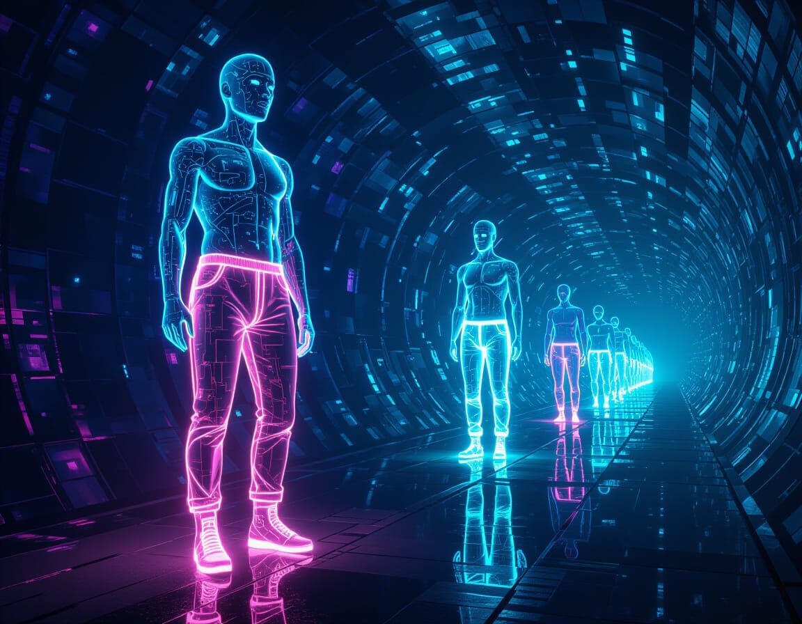 With Sentient Biodigital Constructs in Glowing Float-Pants