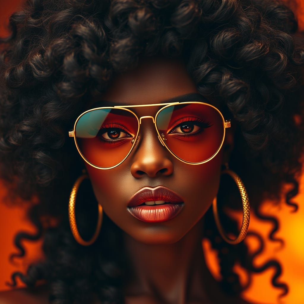 Glossy Digital Portrait of a Black Woman in Trap-Luxe Style