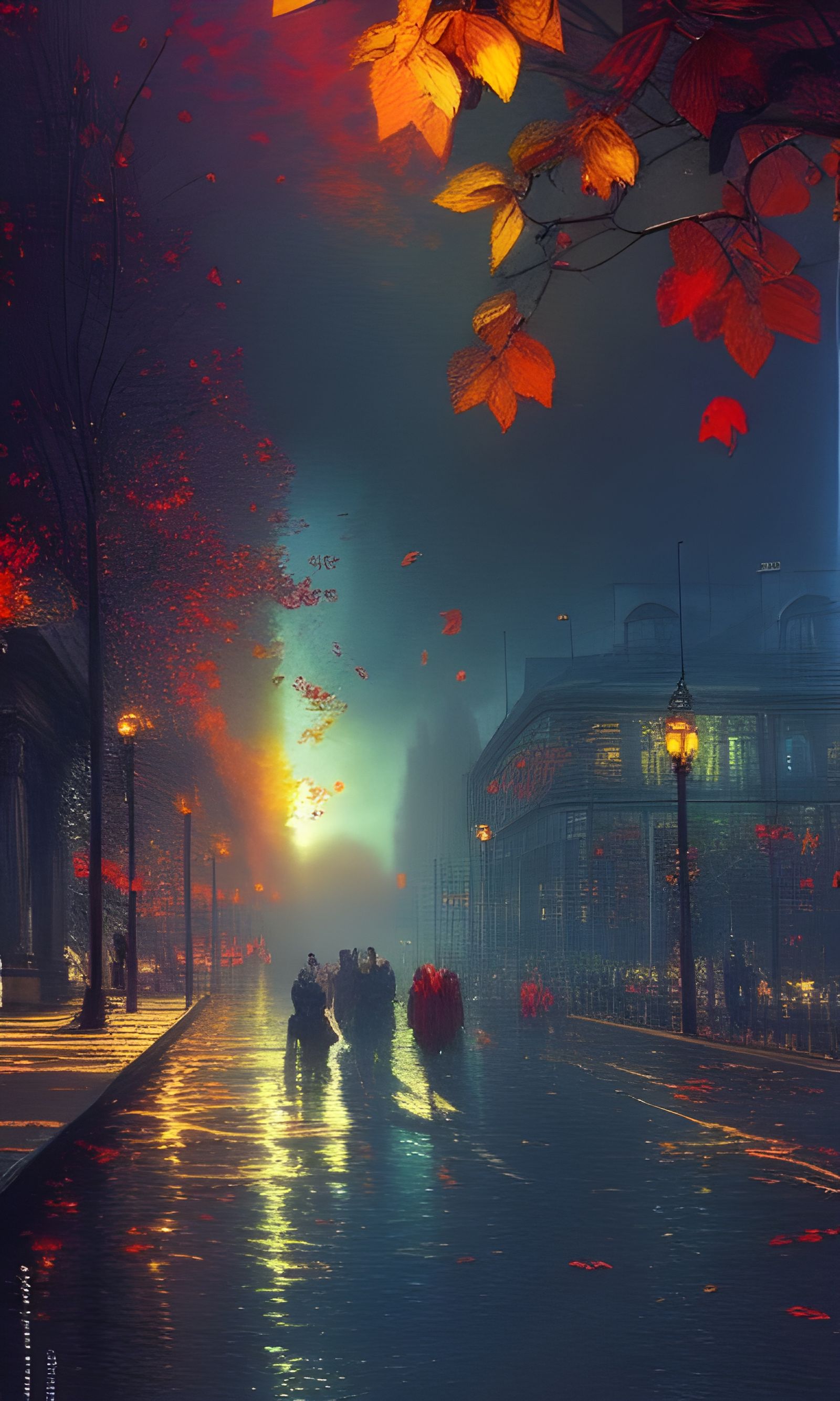 Floating City in Autumnal Light, Elaborate Painting