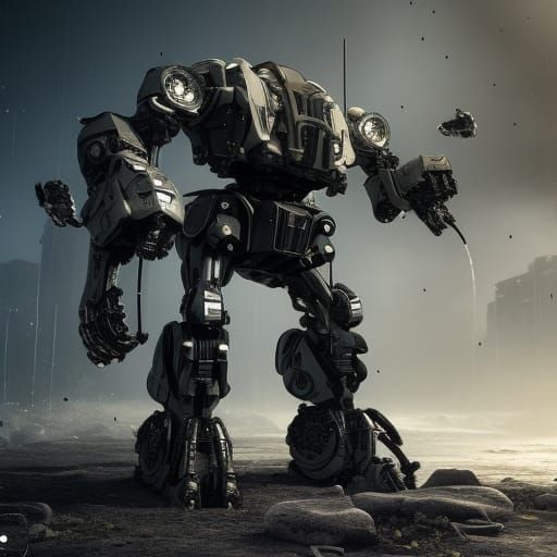 Photorealistic Robot in Moody, Cinematic Lighting