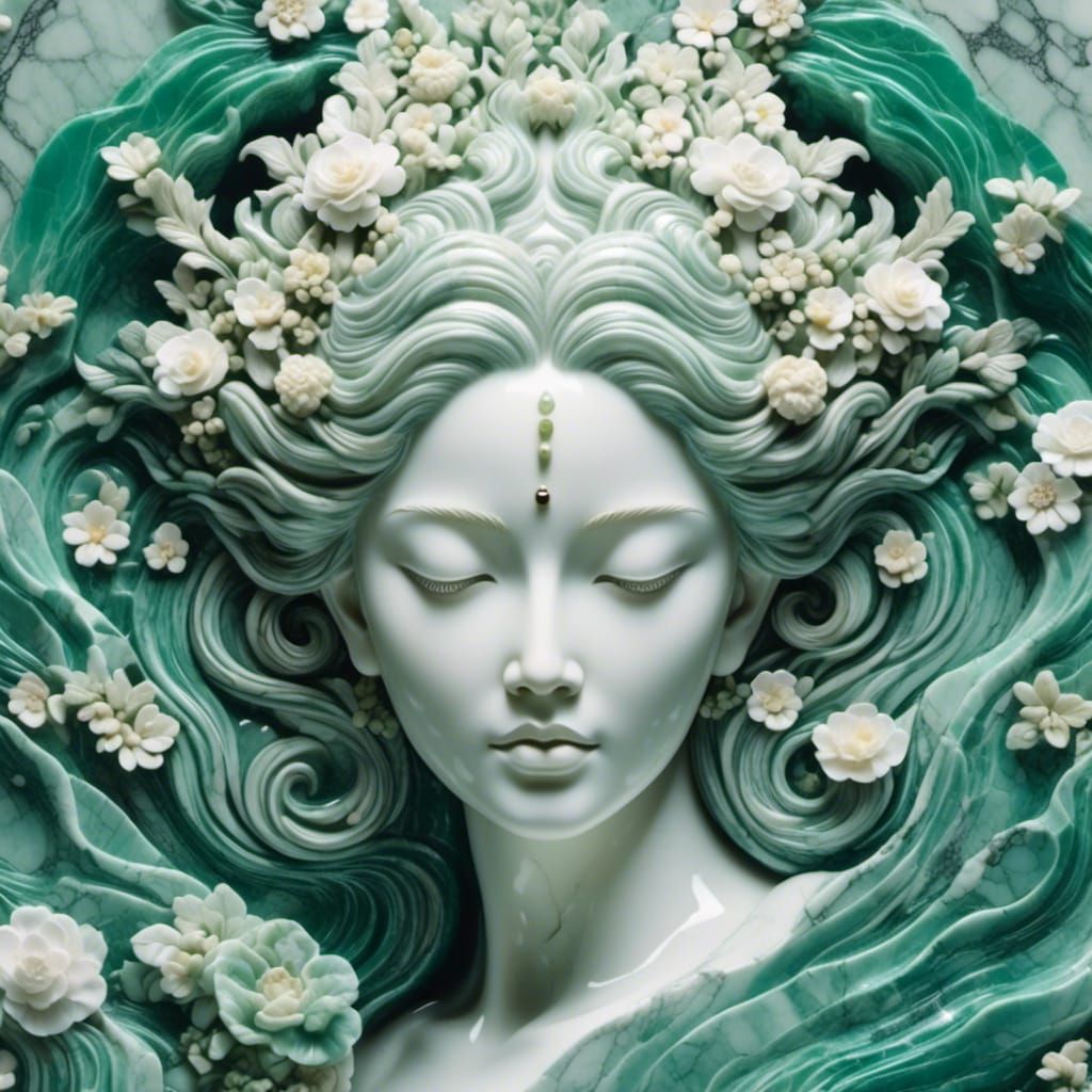 Soft Silk Clouds, White Marble