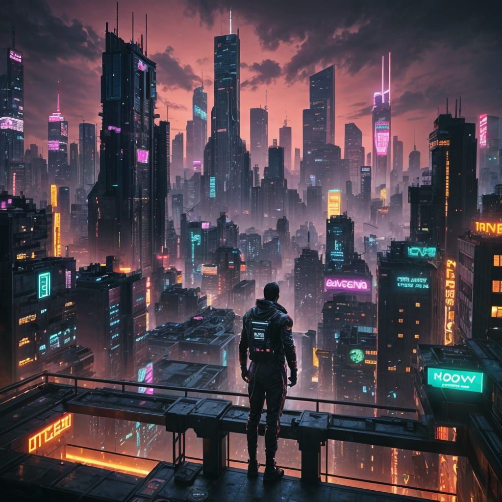 Neon Cyberpunk Metropolis: Futuristic Cityscape