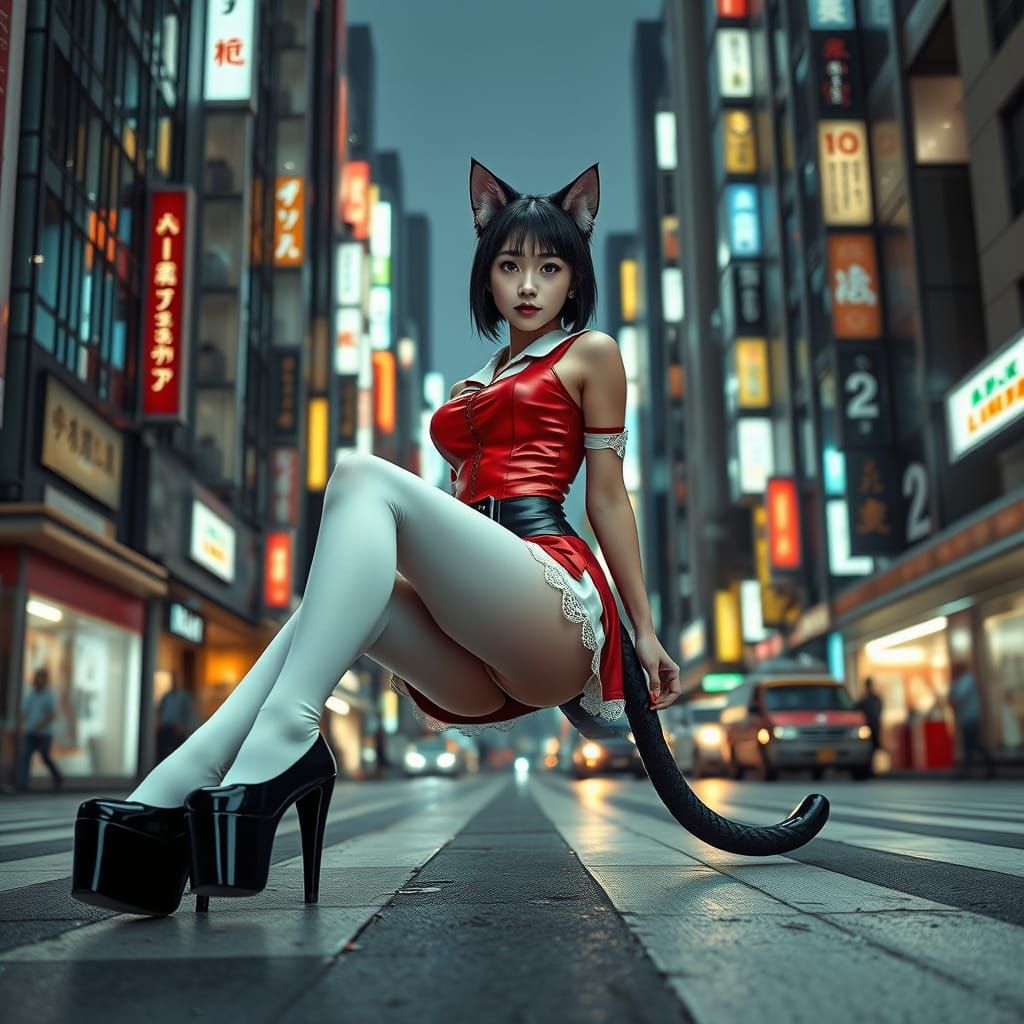 Feline Beauty in Tokyo Seifuku Style