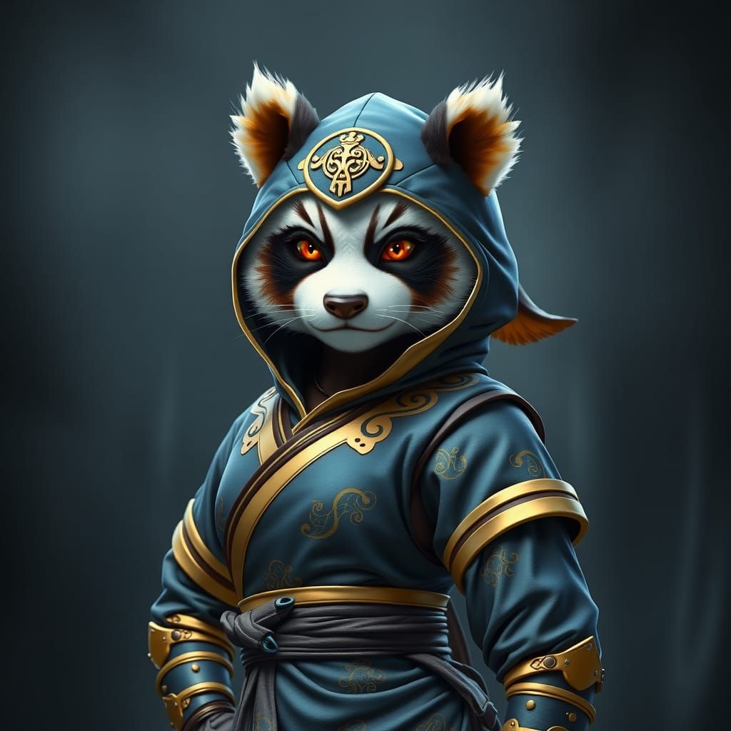 Anthropomorphic Panda Ninja in Detailed Matte Painting