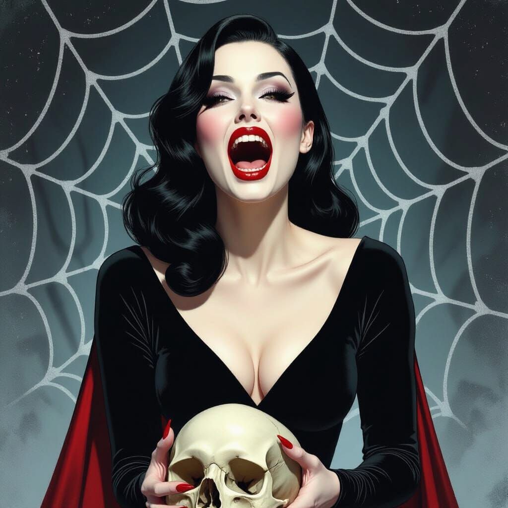 Vampire Woman with Skull in Alex Ross Style