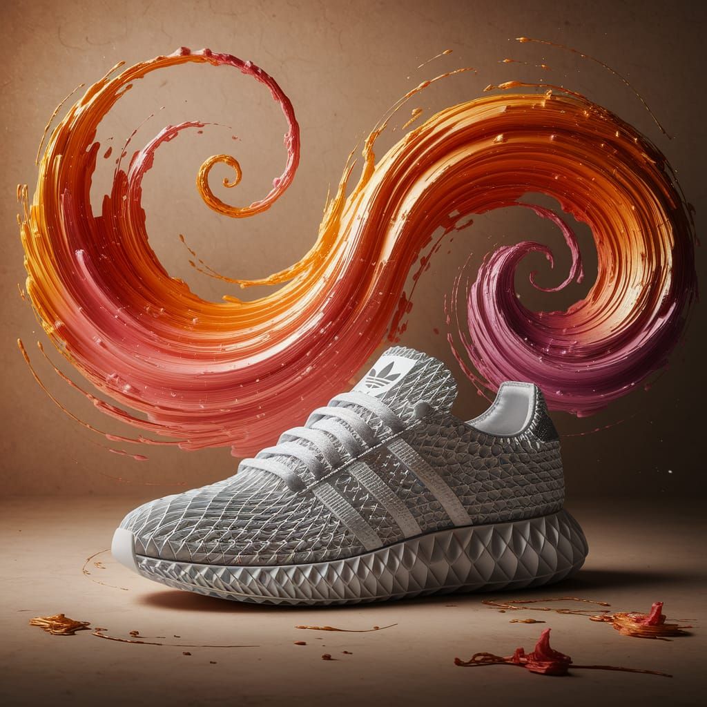 Origami Adidas Sneakers in a Van Gogh Universe