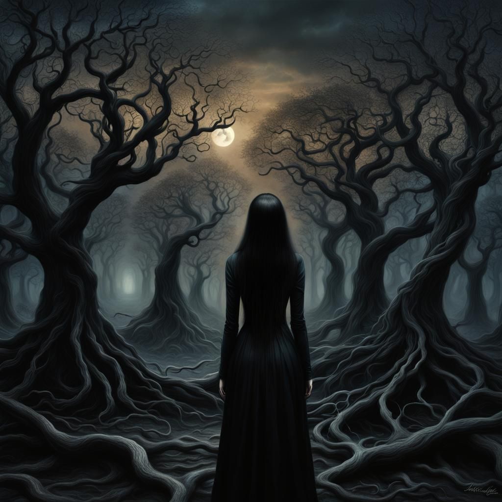 Surreal Goddess Basks in Mystical Twilight