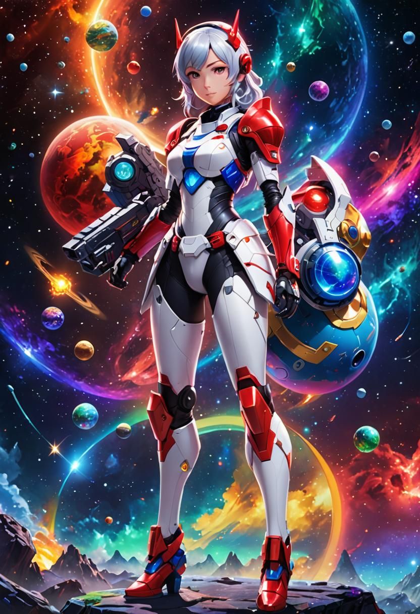 Nintendo Switch Girl in Cosmic Anime Style