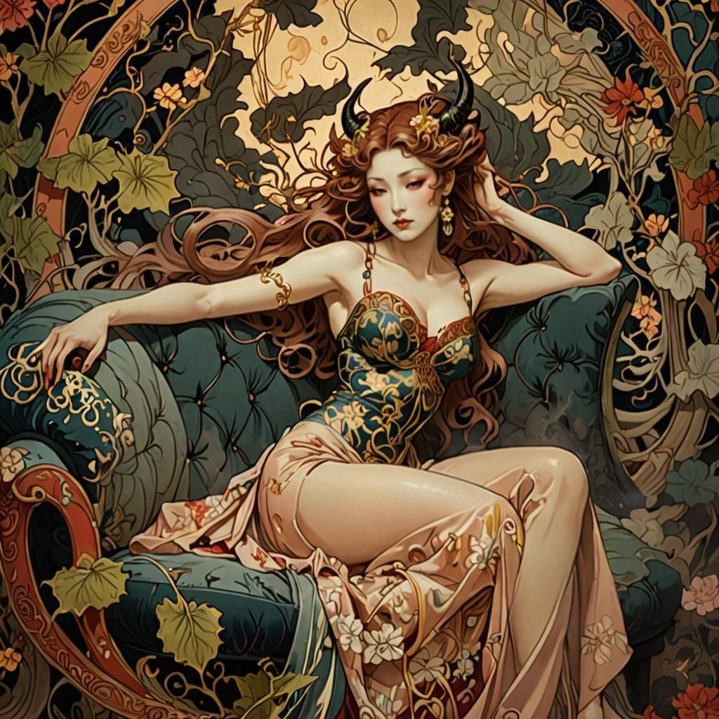 succub by Alfons Mucha ukiyo-e