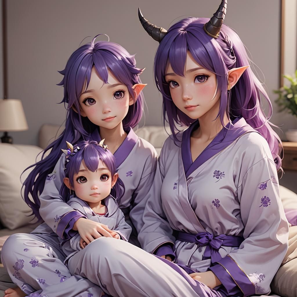 Dragon Girl and Mother: 3D Anime Art