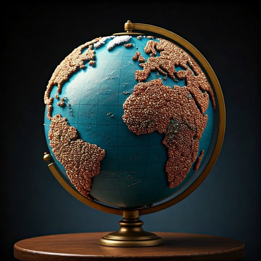 Steampunk Globe Made of Beads: Matte Painting