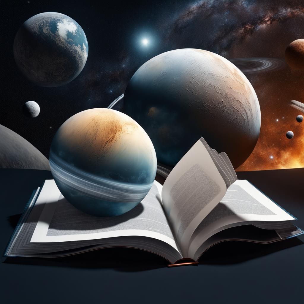 Planets Emerge from Astronomy Book, Detailed Matte Painting