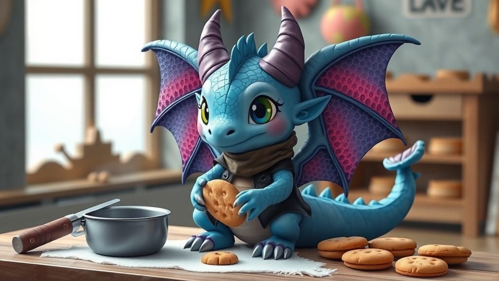 Whimsical Gothic Dragon Bakes Sweet Treats