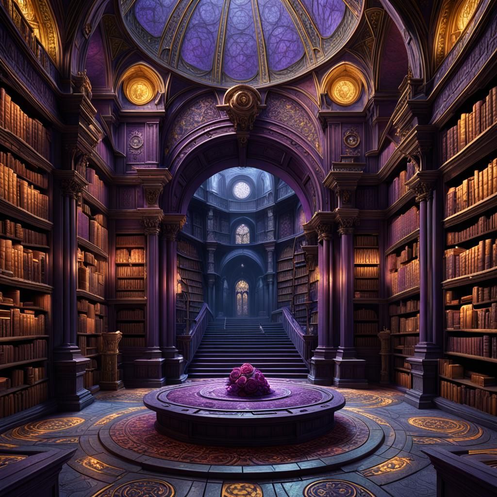 Magnificent Dark Fantasy Library Concept Art
