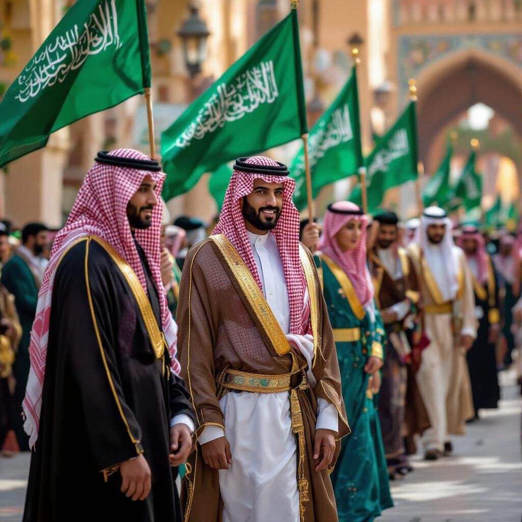 Saudi National Day Celebration in Traditional Attire