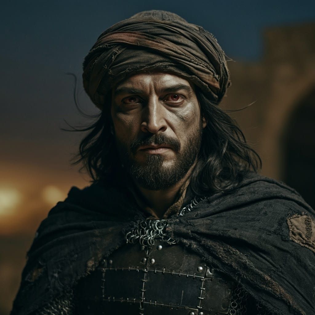 Seljuk Vampire in Byzantine Garb: Cinematic Portrait