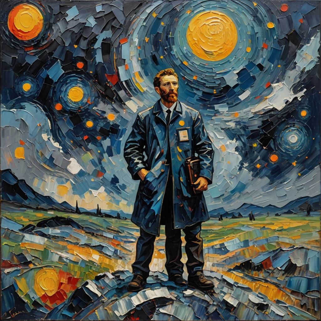 Man on the Moon as Expressionist Oil Painting
