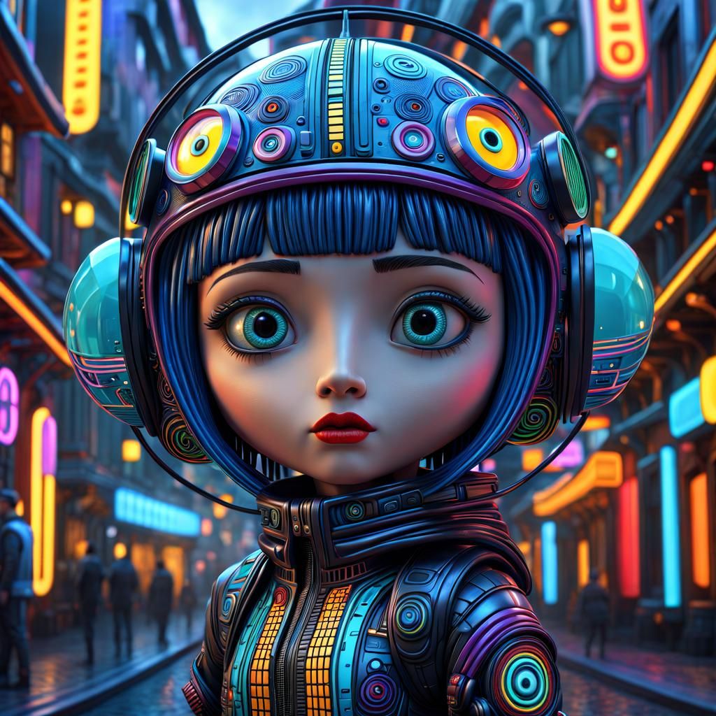 Cyberpunk Character in Vivid Surreal Style