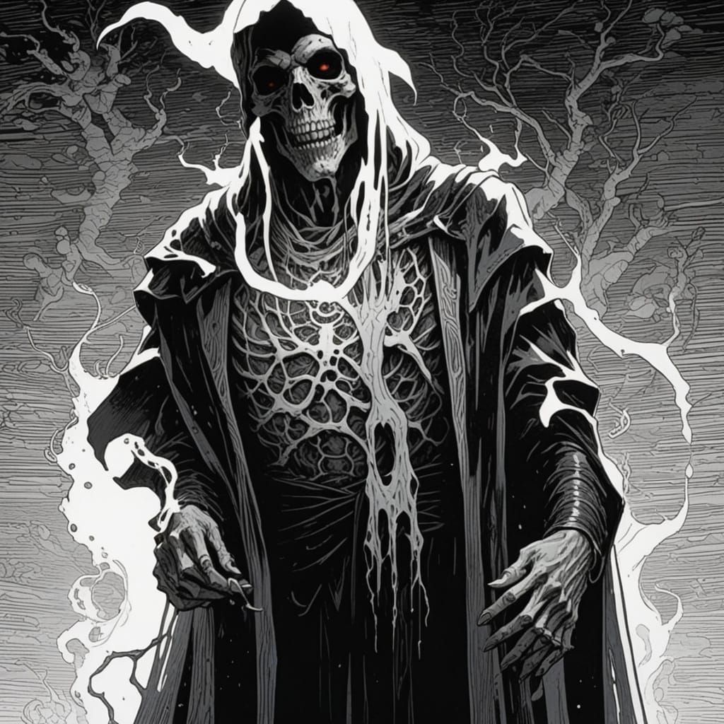 Ghostly Necromancer Prophet in Psychedelic Colors