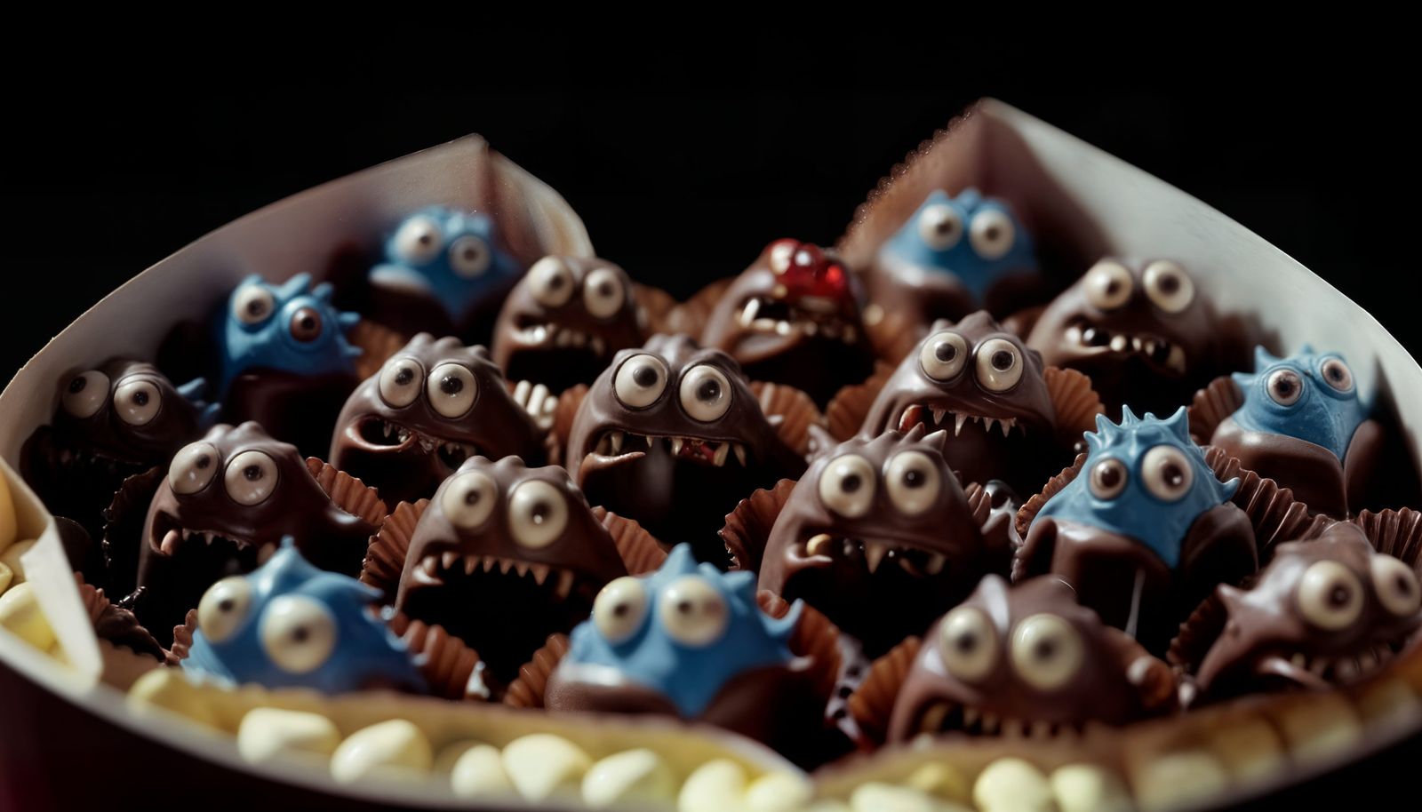 Sentient Chocolate Monsters in Horror Scene
