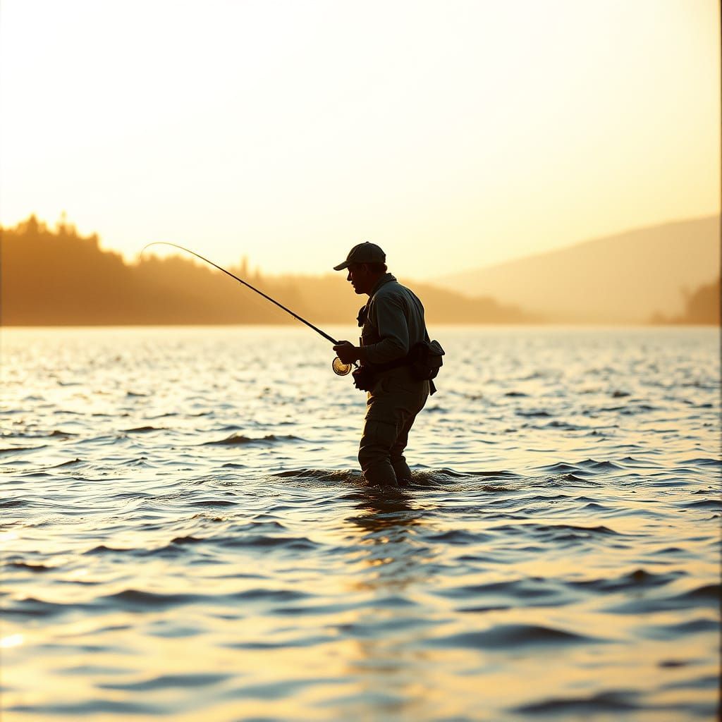 Serene River Landscape in Cinematic Film Still Style