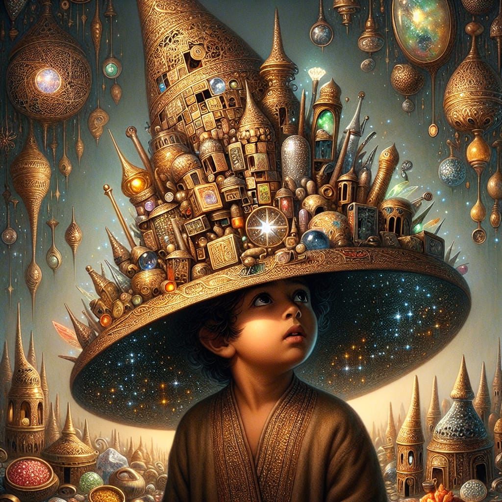 Boy's Magical Hat Overflowing with Fairy Dust