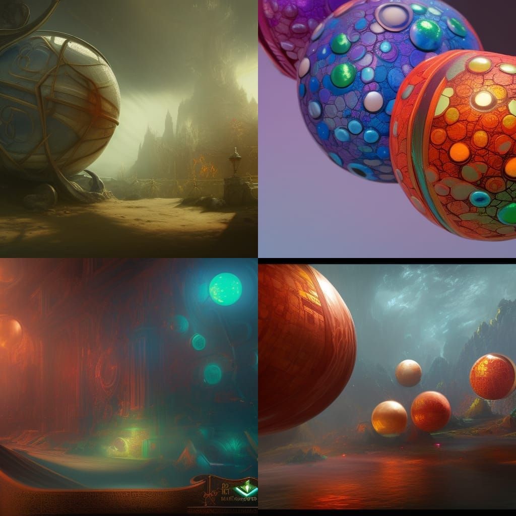 Colorful Acrylic Balls in Detailed Digital Painting