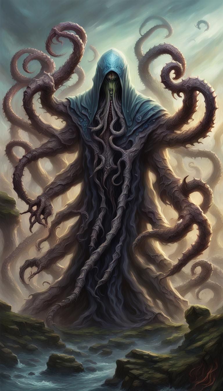 Eldrazi Horror with Tentacles in Airbrush Style