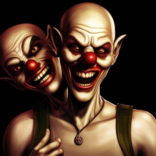 Clowns in Warm Colors Digital Illustration