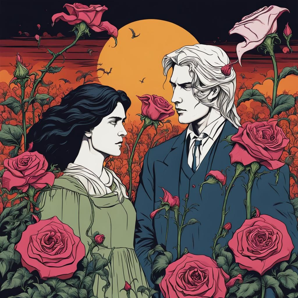 Surreal Roses Eating People with Vampire Couple