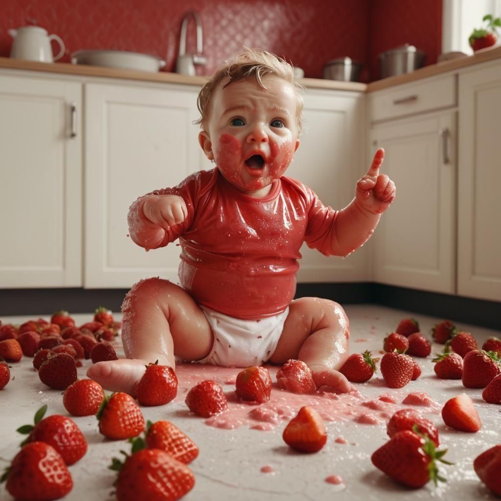 Detailed Baby Hand in Wes Anderson Style