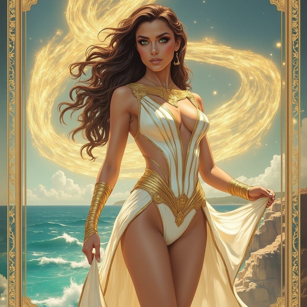 Italy-Themed Superhero Woman in Dark Magic Style