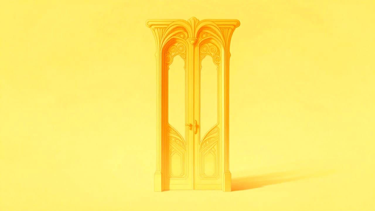 Ornate Art Nouveau Doorway Floating in Golden Void