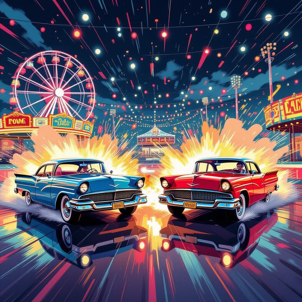 Vintage Cars Collide in Nostalgic Dodgem Arena