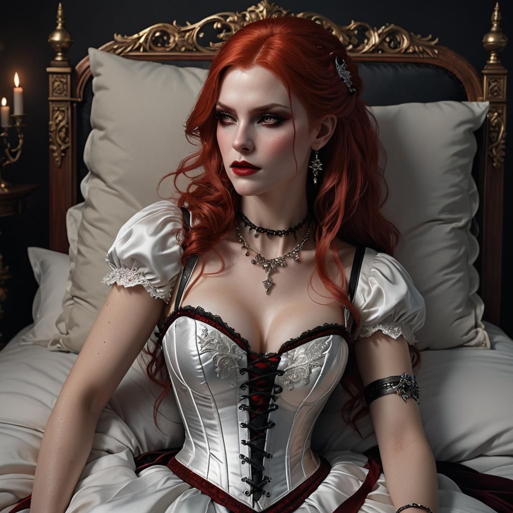 Vampire Woman in Corset: Hyperrealistic Portrait