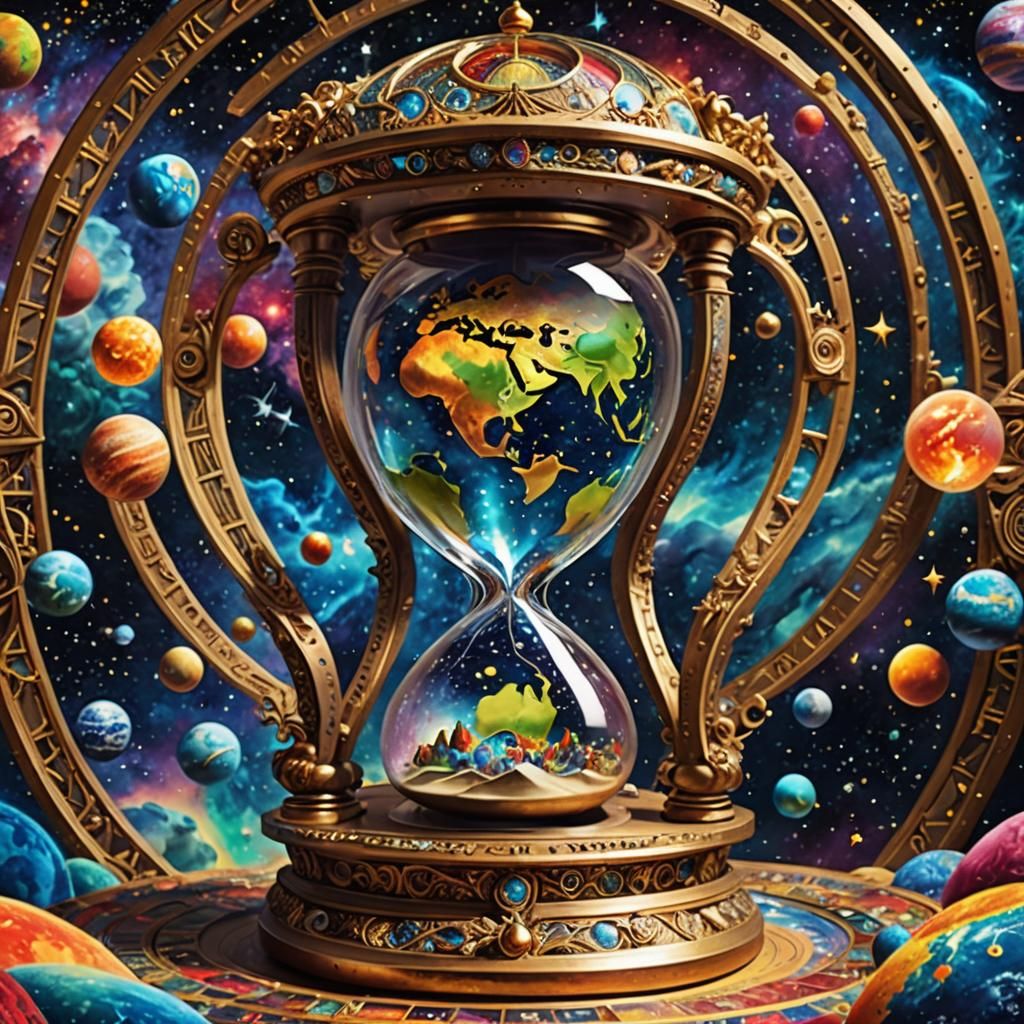 Hourglass of Time: Cosmic World in Glass